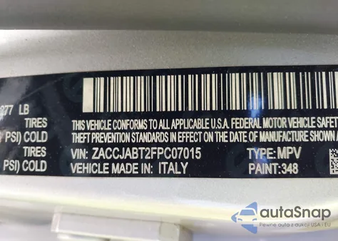 2015 Jeep Renegade Latitude из США, поврежденный, VIN ZACCJABT2FPC07015